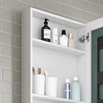 20" W X 30" H Bathroom Cabinet With Beveled Mirror, Right Door Opening, Sufficient Storage, Hinges, White Engineered Wood 20'' 30'' Mirror Cabinet, Edges, Abundant Grooming Products Hd