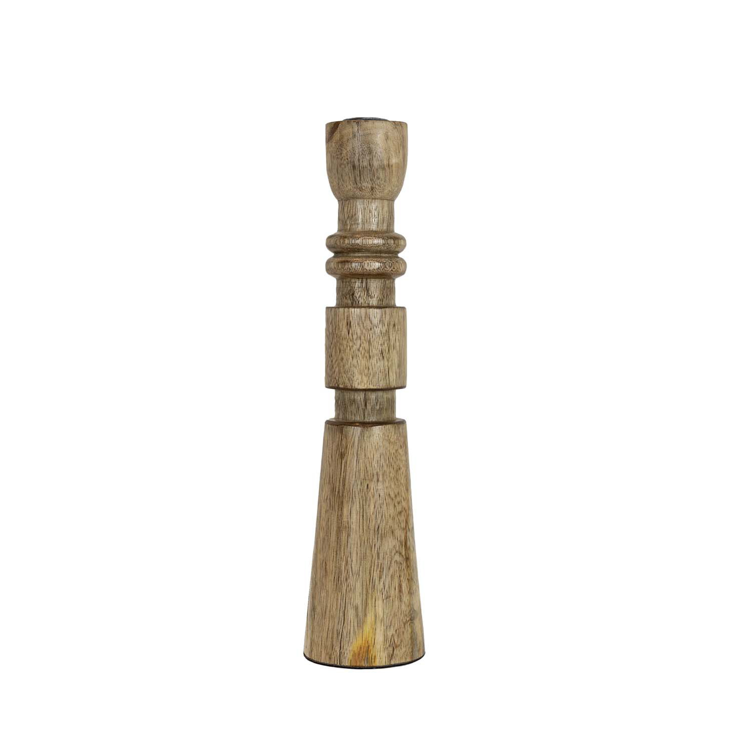 Loon Peak® Carved Stack Taper Holder Wood with Metal Cup | Wayfair