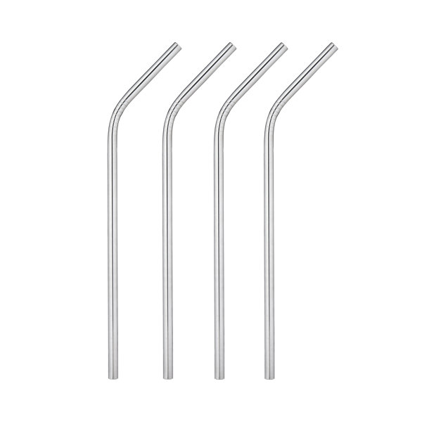 Reusable Pink Metal Straws Set of 4 Essential Barware Stainless