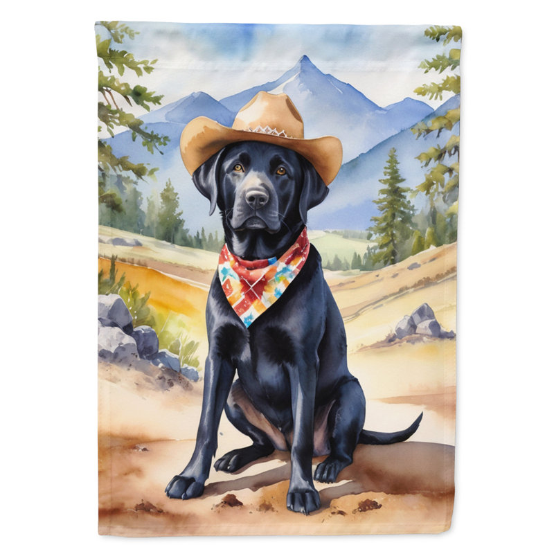 Drapeau Cowboy Welcome House, Labrador Retriever noir