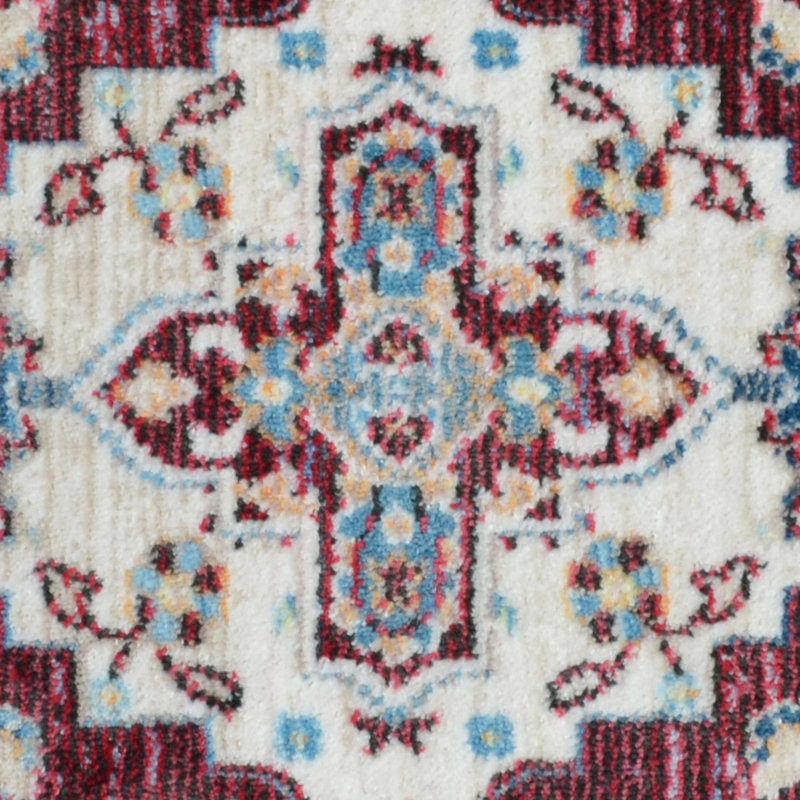 Crayton Machine Made Polyester Area Rugs - Red Color, Oriental Design, Low Pile Machine Made Area Rugs for Living Room, Bed Room