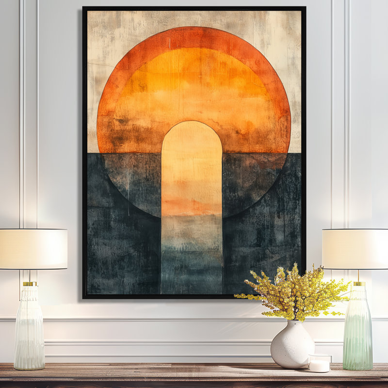 Toile architecturale moderne, art mural arche, Stocchetti, H 32 po x l 16 po, Cadre flottant noir