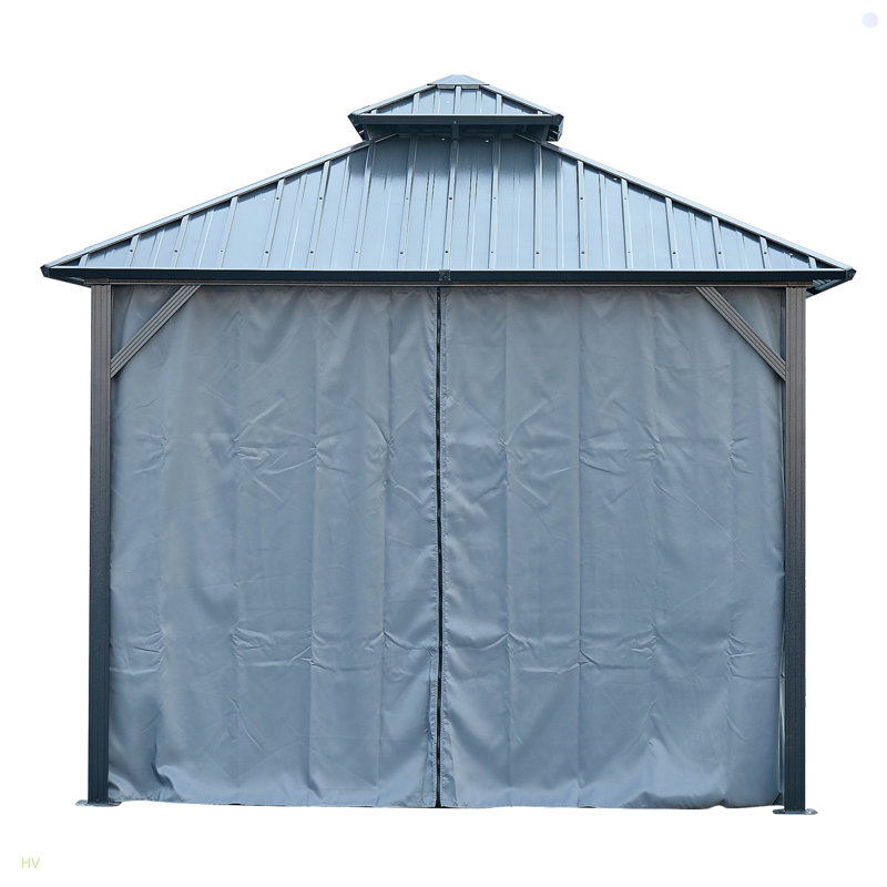 Pavillon de jardin Patic, pavillon en aluminium avec auvent en acier, pavillon permanent pour terrasse, jardin, cour arrière