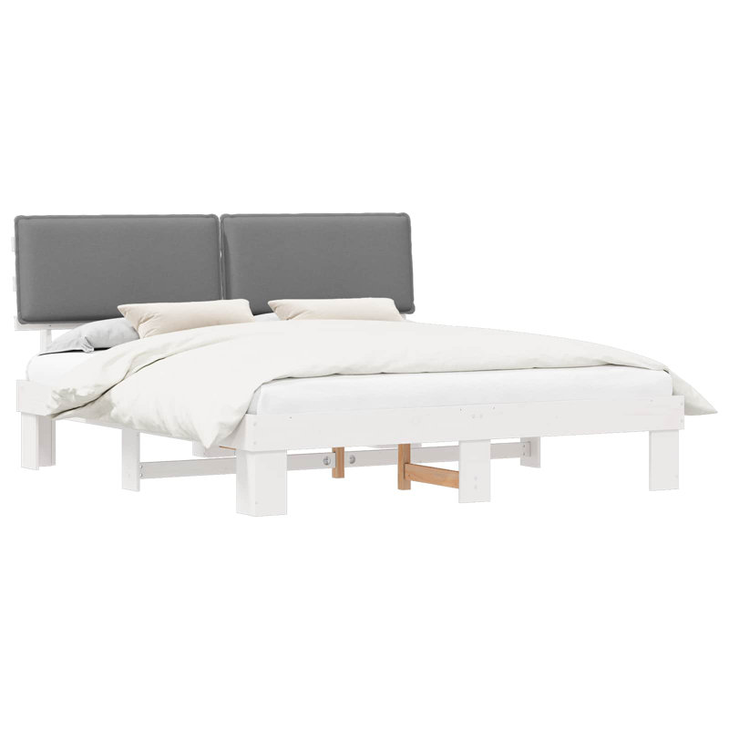Super King (6') Solid Wood Bed Frame, White/Light Grey