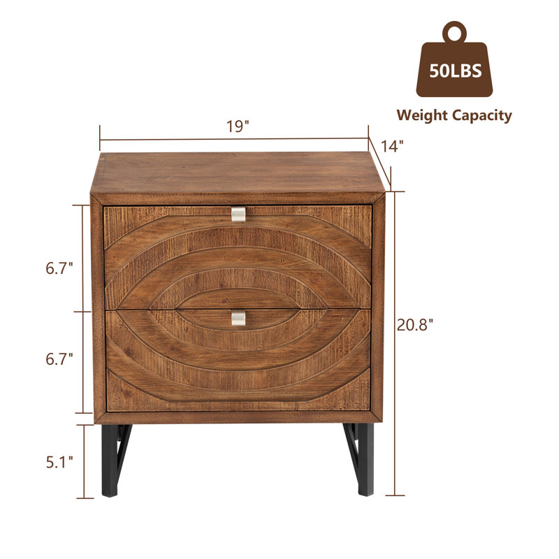 Cleobury Wood Nightstand With 2 Drawers, Individual