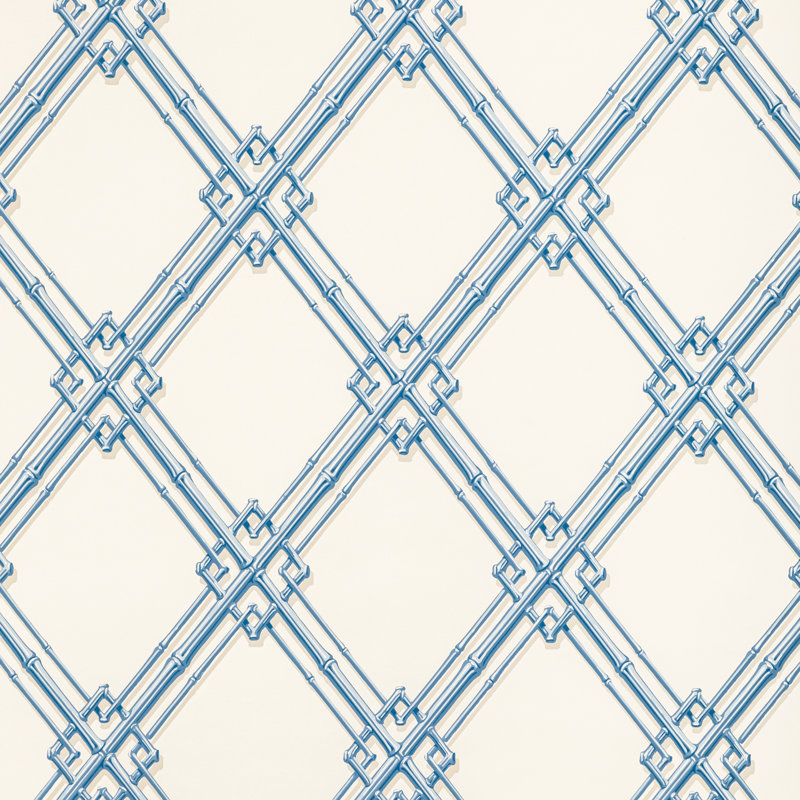 Treillage De Bambou 30' L x 27" W Wallpaper Roll, Blue