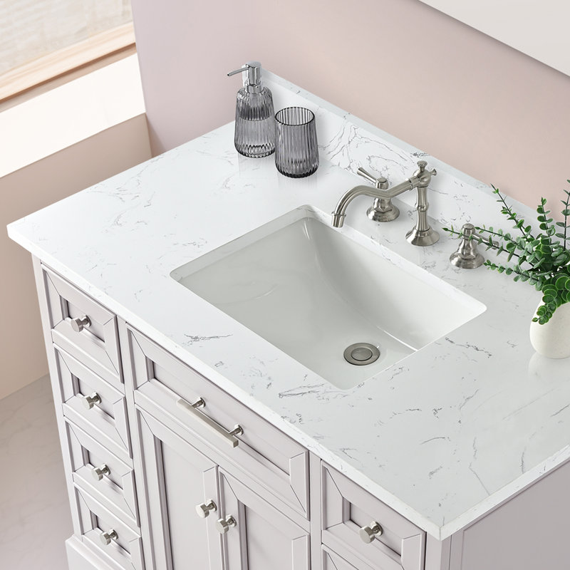 Thompson 42" W Single Bathroom Vanity, Taupe/Brushed Nickel