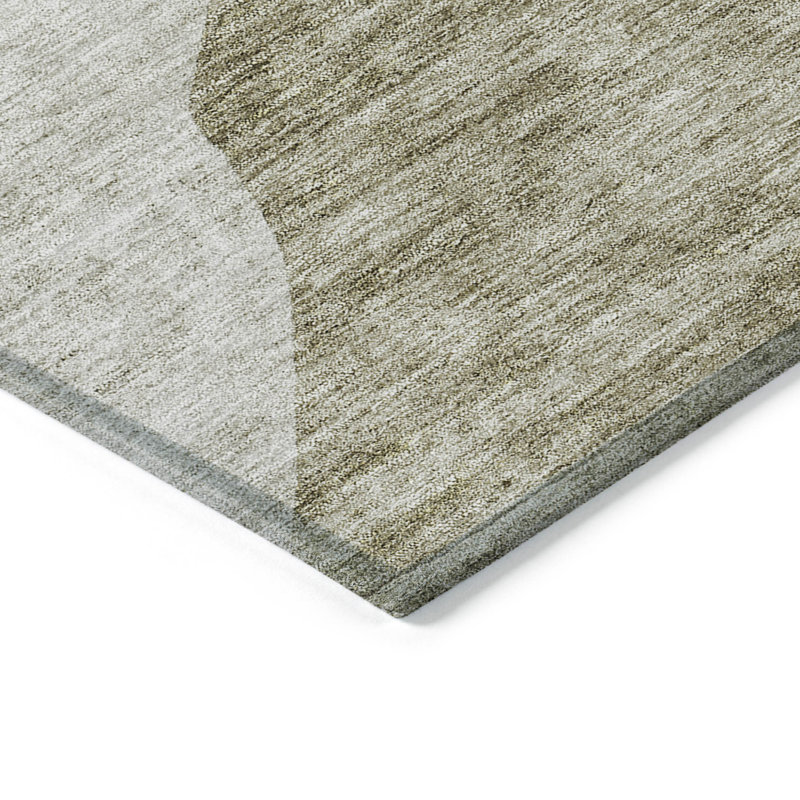 Tapis intérieur lavable abstrait 5 pi x 8 pi brun