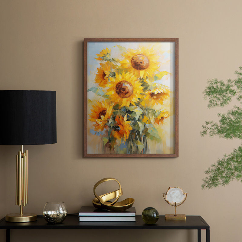 Reproduction encadrée FLORAL Series CDLXIV - bois massif, H 11 po x l 9 po, Noyer