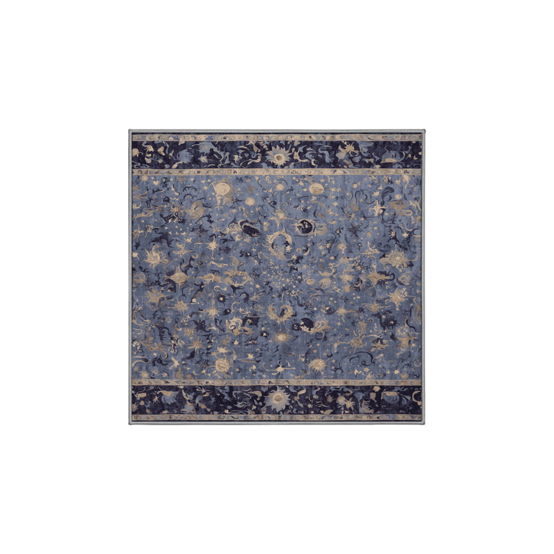 Machine Washable Gray Area Rug, Square 4'