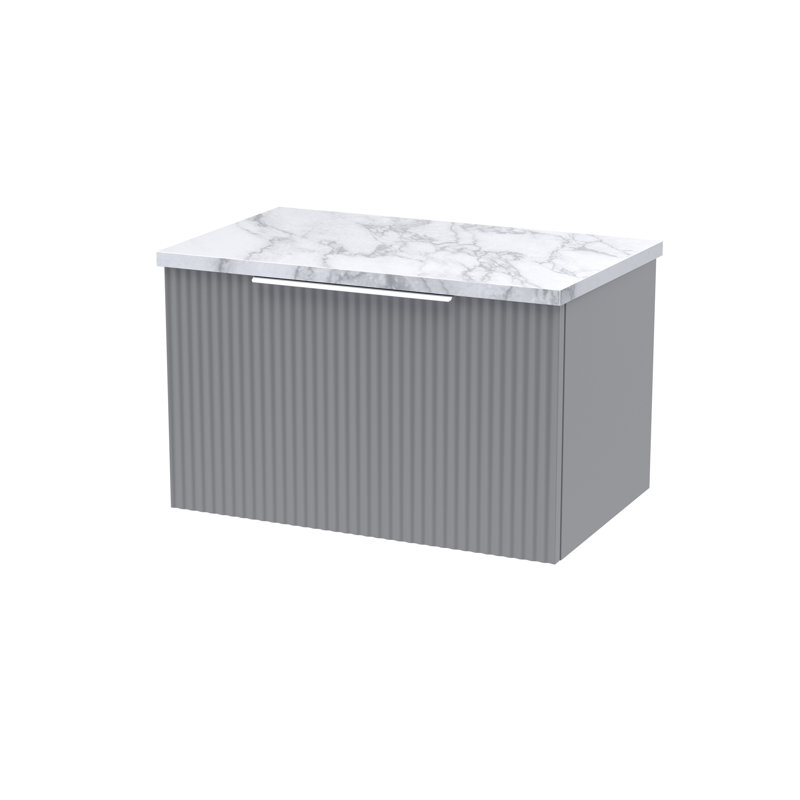 Fluted 60.5cm Single Bathroom Vanity Base Only, Satin Grey