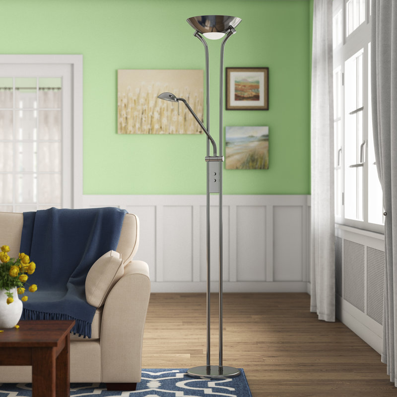 Tracee 183cm Torchiere Floor Lamp, Satin Silver