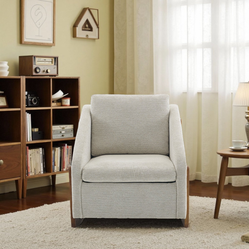 Fauteuil en chenille Modern, Blanc