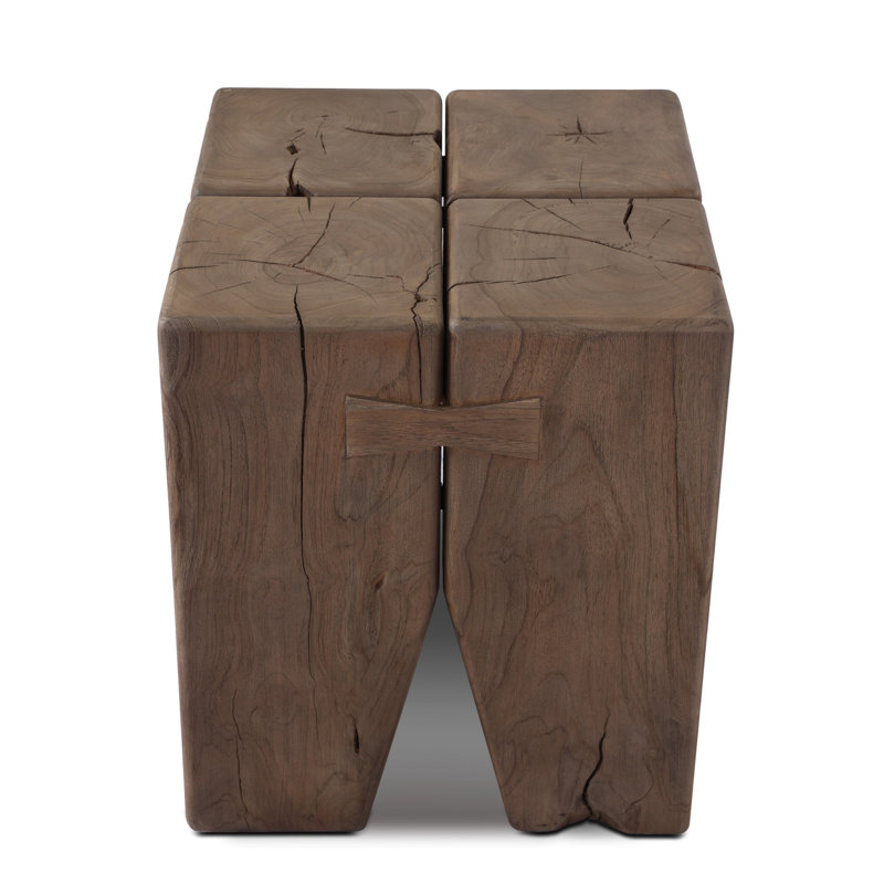 Oshan Outdoor Square Teak Side Table, Stained Toasted Brown