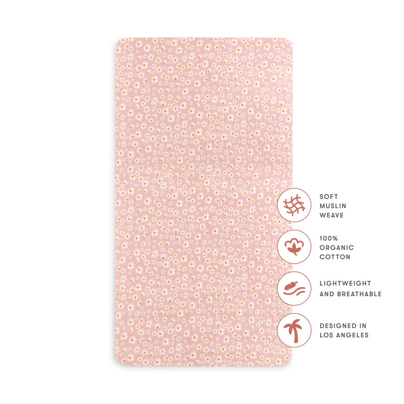 Daisy Muslin Crib Sheet in GOTS Certified Organic Cotton