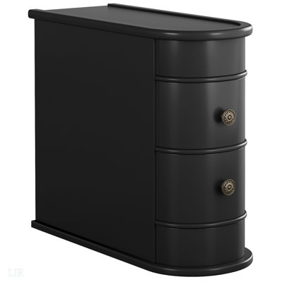10.8 Inches Narrow Black End Table With 2 Drawers – Fully Assembled Solid Wood Side Table, Slim Nightstand For Small Spaces, Vintage Bedside Table, No Assembly Required, End Table