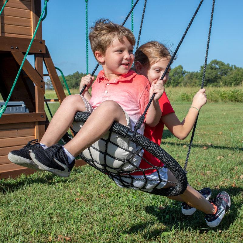Cedar Cove Wooden Swing Set with Dual Slides and Clubhouse