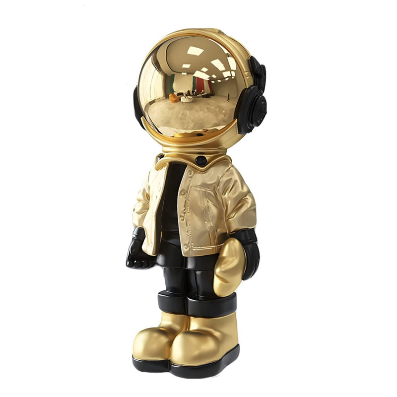Medium Astronaut Statue Gold Spaceman Sculpture