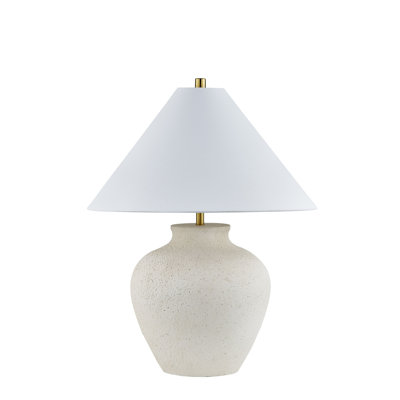Monroe 28" Resin Table Lamp with Fabric Shade, Off-White