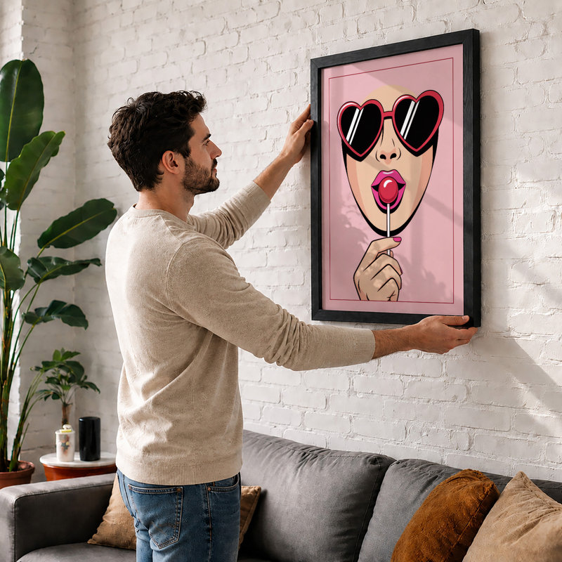 Lollipop Romance Modern - Framed Print, A3 - 42.0 x 29.7 cm, White