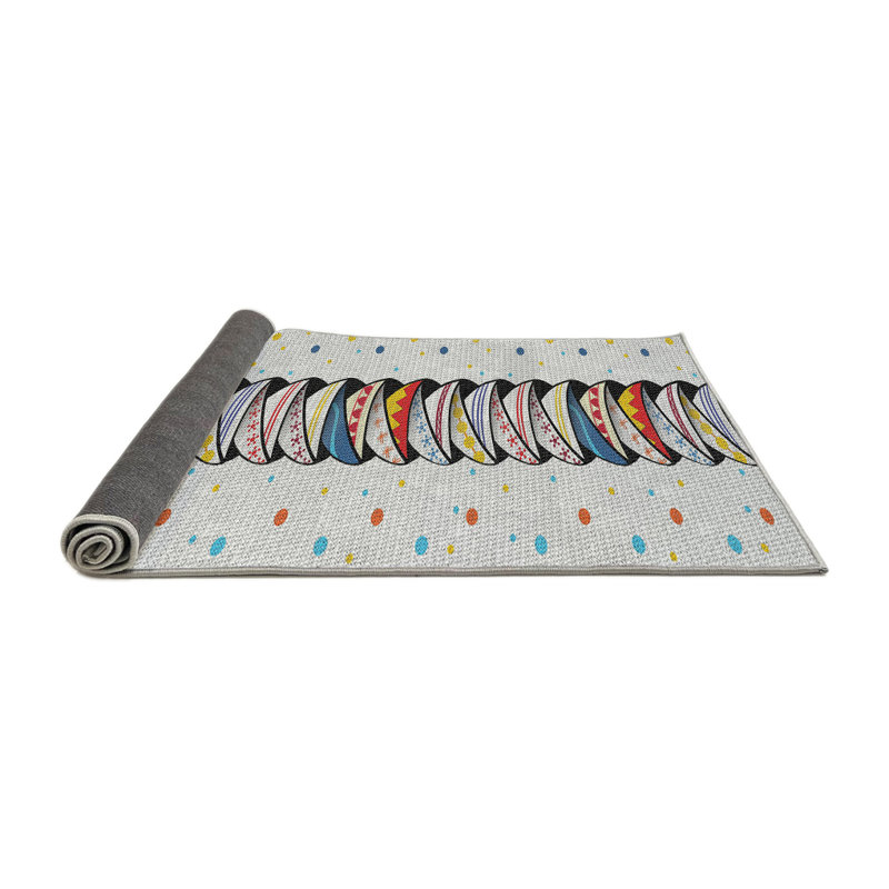 Tapis beige / rouge / bleu Power Loom, Rond 6 pi