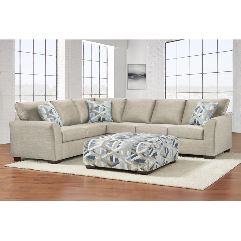 Keisha 123'' Wide Polyester Blend Left Hand Facing Corner Sectional, Beige Polyester Blend