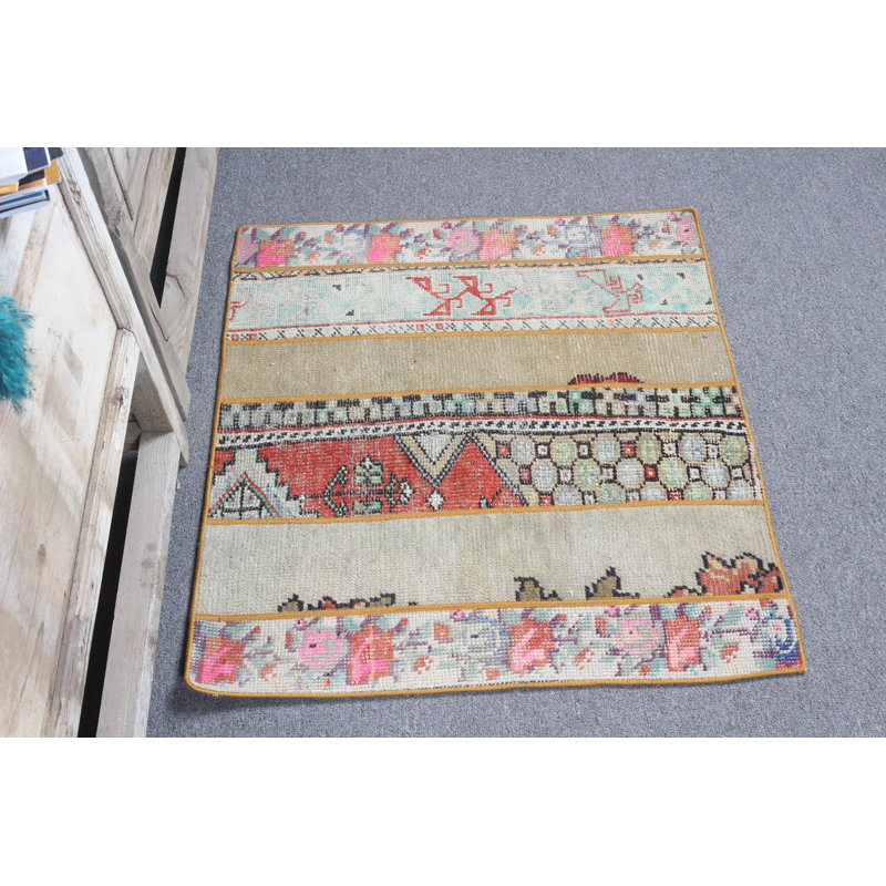 Tapis de porte turc rétro fait à la main en patchwork pour un décor de vestibule unique et un accent bohémien