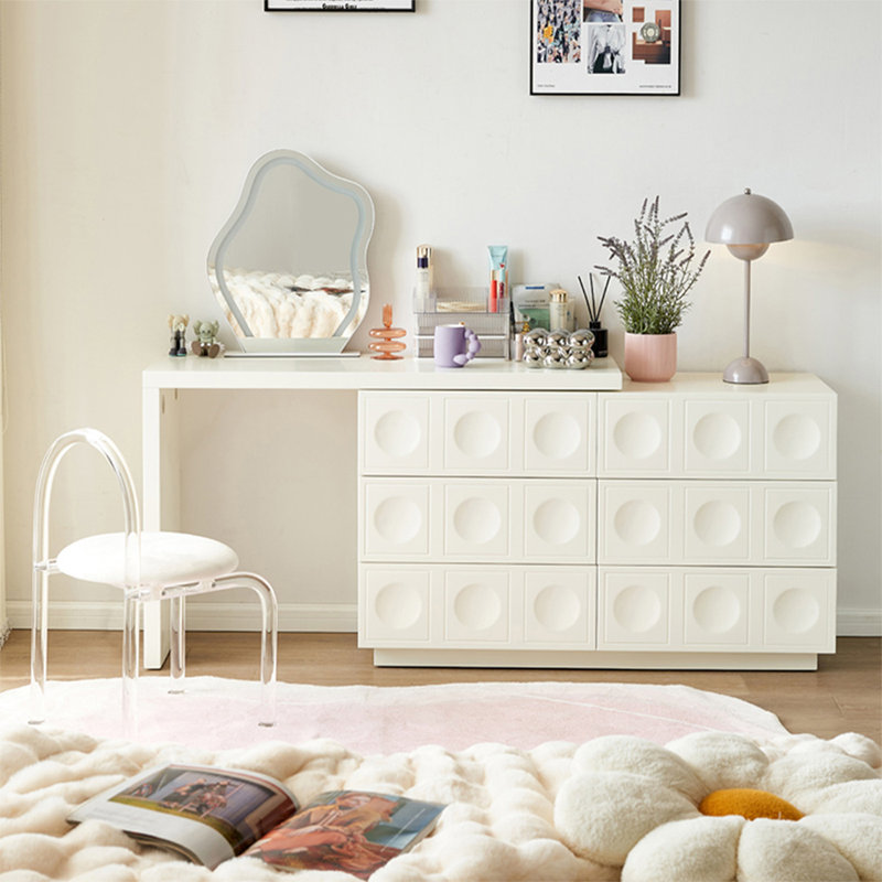 Coiffeuse avec miroir lumineux, 6 tiroirs, 1 chaise