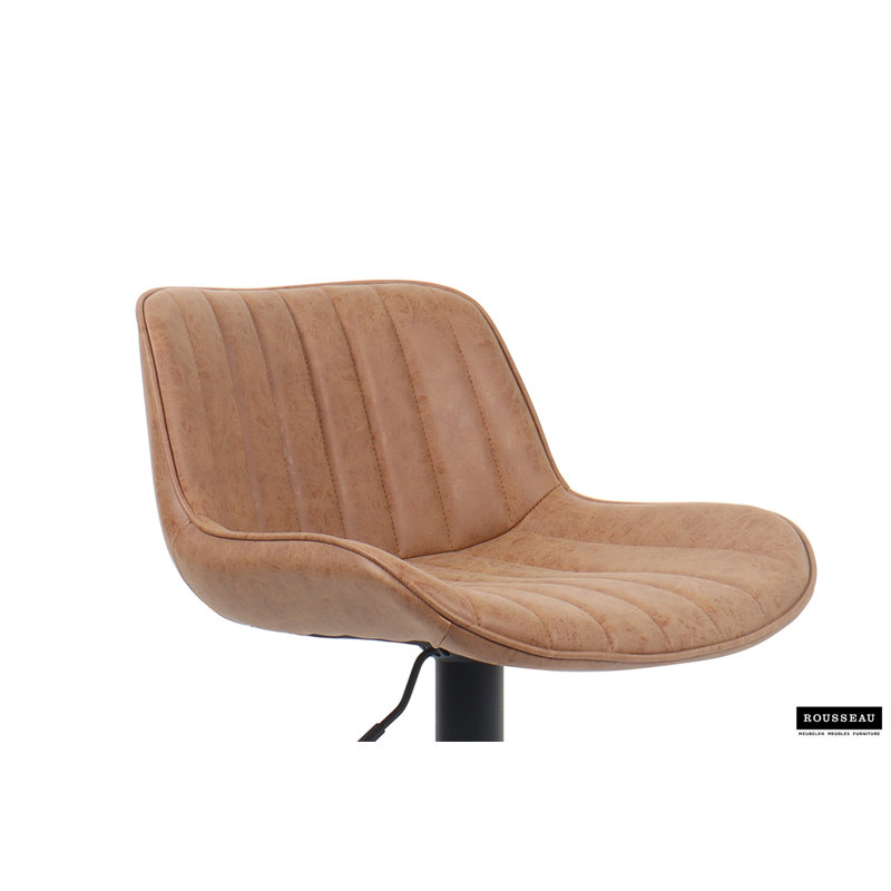 Bueche Swivel Upholstered Adjustable Height Counter Stool with Metal Frame, Cognac