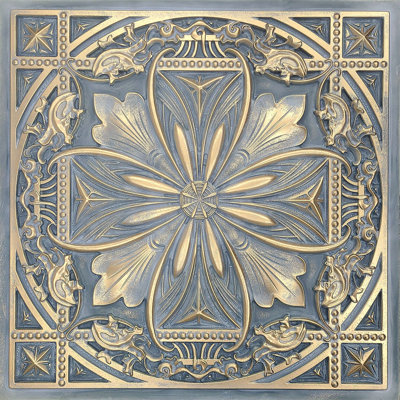 TD 23.75'' L x 23.75'' W Textured PVC Ceiling Tile In Smocked Gold