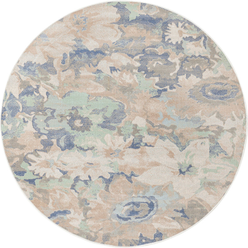 Floral Indoor Rug, Round 5'