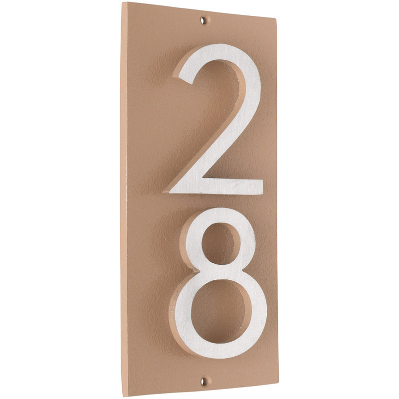 Plaque d'adresse murale flottante sur 1 ligne, Taupe, Nickel satiné deux tons, Oui
