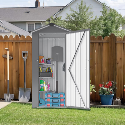 Petite remise à outils extérieure en tôle galvanisée de 2,5 pi x 1,4 pi avec abri de jardin imperméable