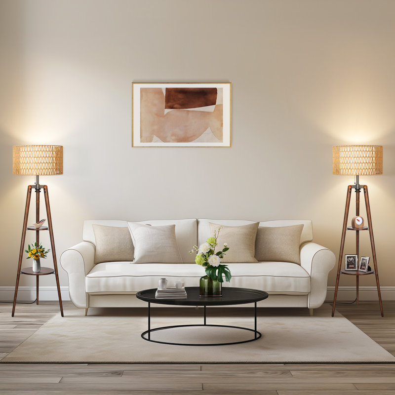 155cm Walnut Tripod Floor Lamp