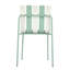 Ensemble de 4 chaises à blocs de couleur modernes et rayées - Siège en PP imperméable et pieds en métal robustes, ensemble de salle à manger intérieur / extérieur pour terrasse, balcon, café (blanc et vert)-1566233135
