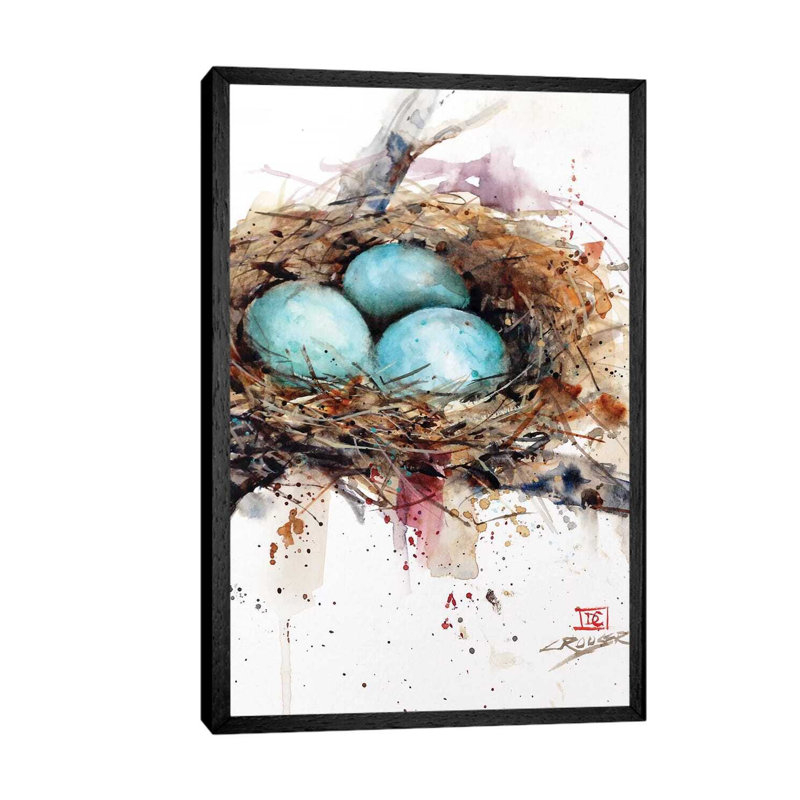 Robins Nest by Dean Crouser - Painting on Canvas, 101.6 cm H x 66.04 cm W, Black Framed
