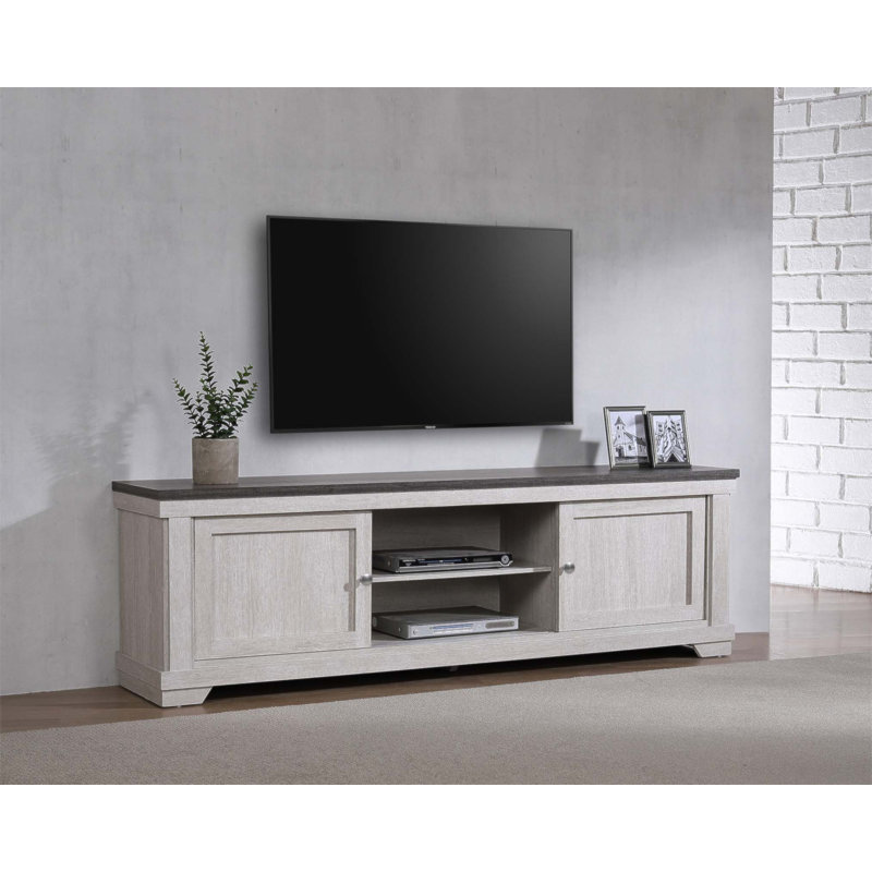 1Pc Contemporary Entertainment Console TV Stand Weathered Wood Finish Living Room Furniture