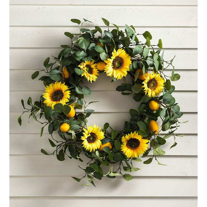 Dried Sunflower Silk 25'' Wreath
