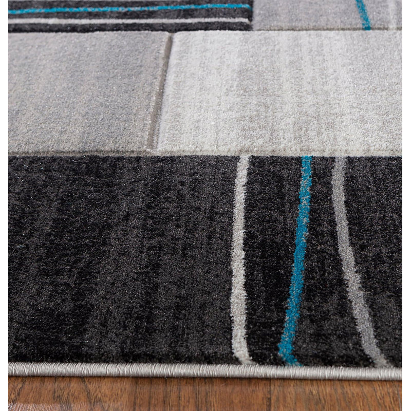 Tapis géométrique rectangulaire gris argenté, 274 x 366 cm, sculpté à la main, en polyester à poils doux, idéal pour le salon ou la chambre.