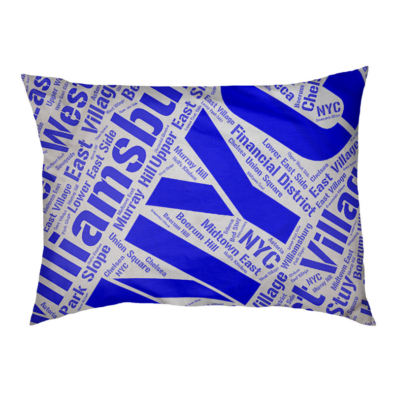 Coussin de chien « districts », Grand (l 40 po x P 30 po x H 14 po), Bleu, New York