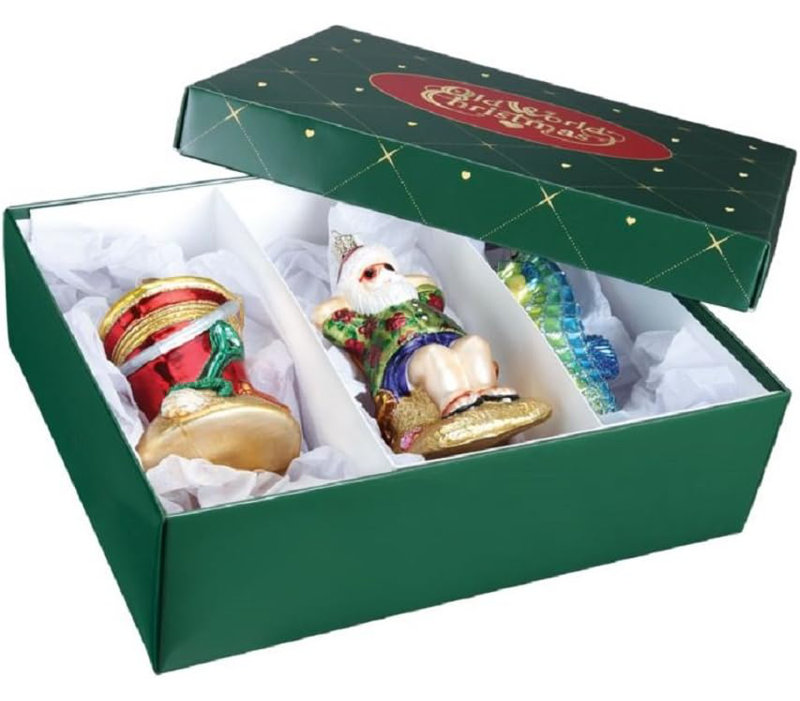 Old World Christmas Tree Ornament Storage Box, Fits 3 or 4 Ornaments, 12 Count