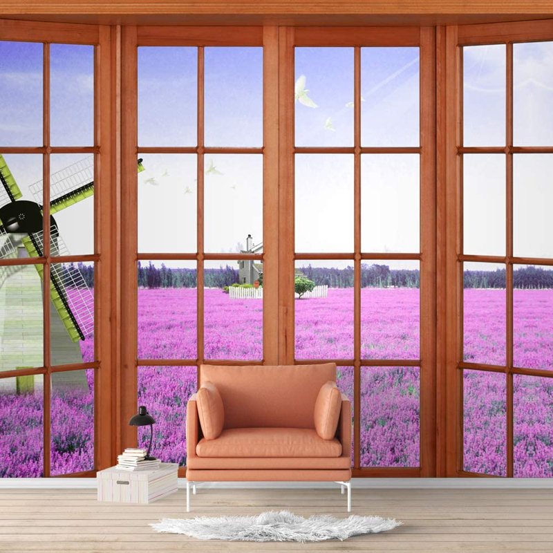 Adhésif mural fenêtre vue de la nature, L 100 po x l 144 po