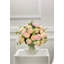 14 Inch X-Large Pink Real Touch Rose and Peony Centerpiece in Clear Glass Bowl Vase, French Country Faux Floral Arrangement for Dining Table and Wedding Decor