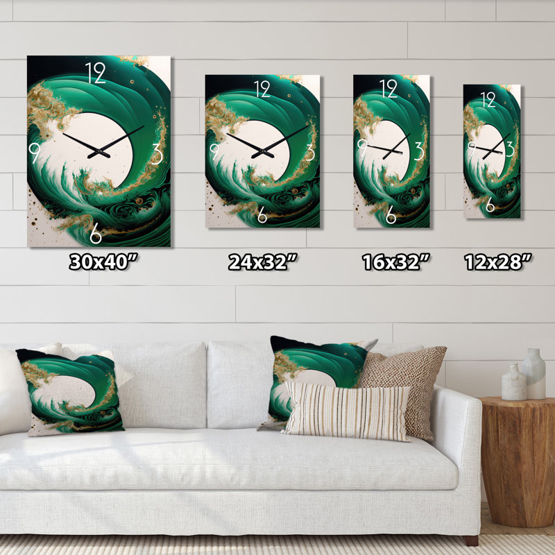 Insiya - Horloge murale moderne abstraite, H 32 po x l 16 po x P 1 po
