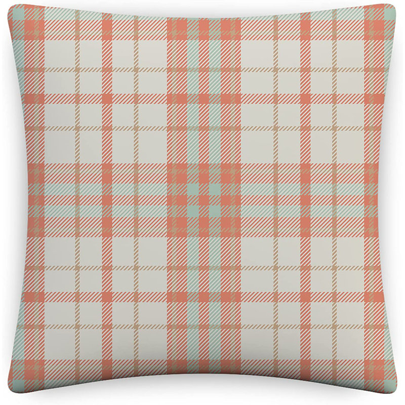 Indoor / Outdoor Plaid White Square Cushion Cover, 55.9cm x 55.9cm