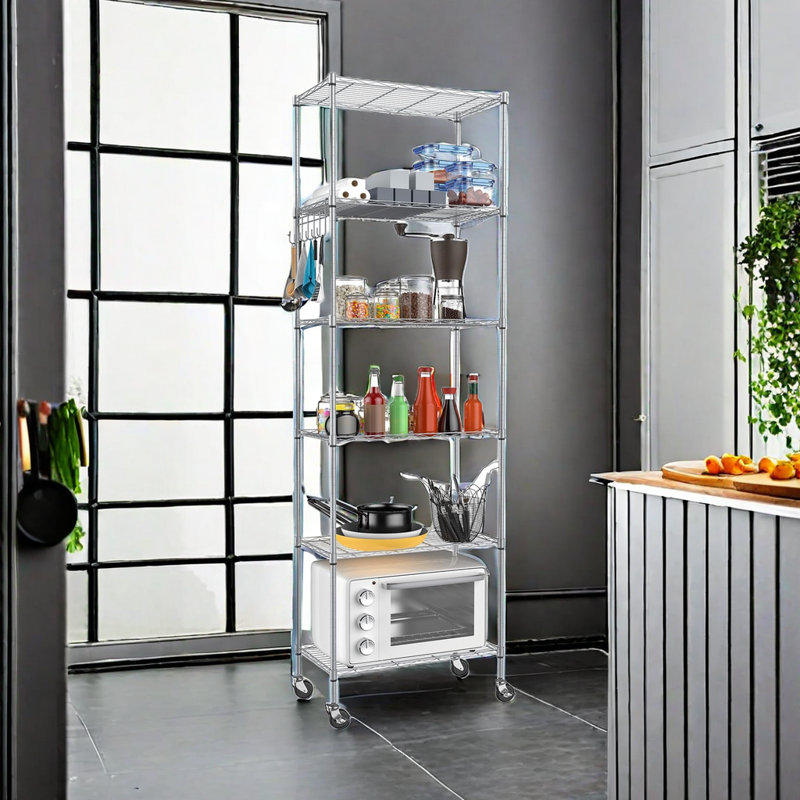 Eilley 6-Tier Steel Shelving Unit, Silver