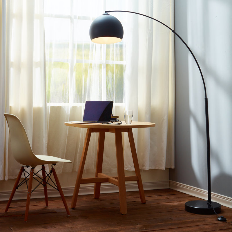 Perlis 66.93" Arc Floor Lamp with Solid Marble Base, Black