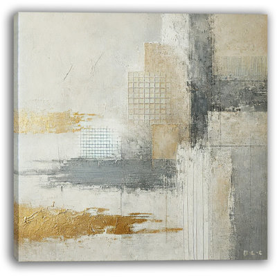 Impression sur toile texturée or et gris