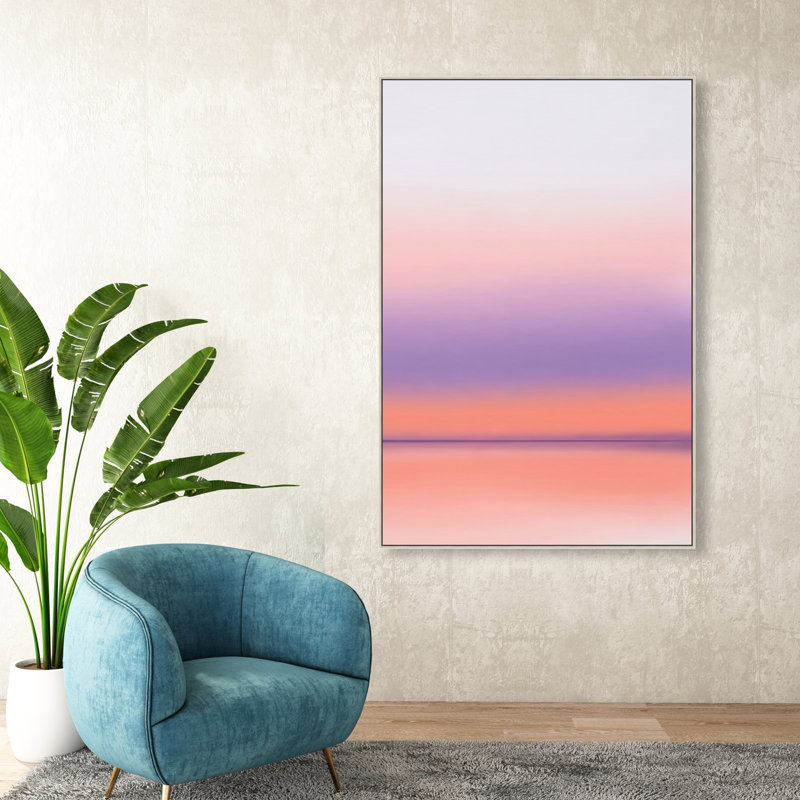 Peach Coastline Print by Oliver Gal, 46"H x 31"W, Silver Floater Frame