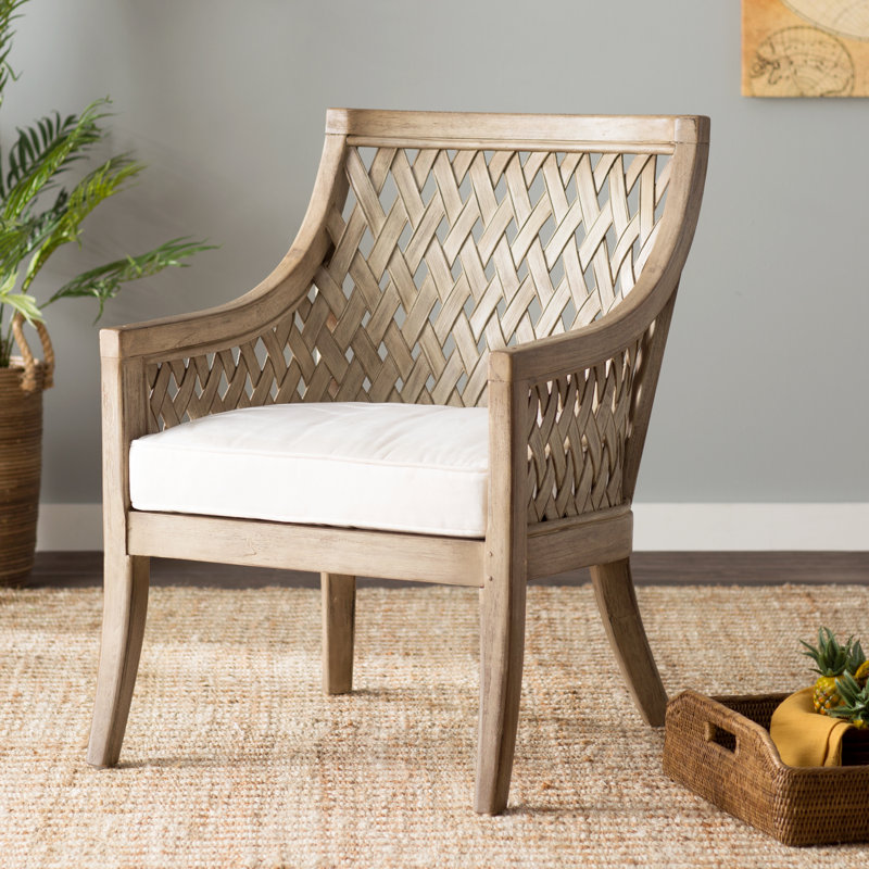 Fauteuil en coton de 25,25 po Baumbach, Gris lessivé